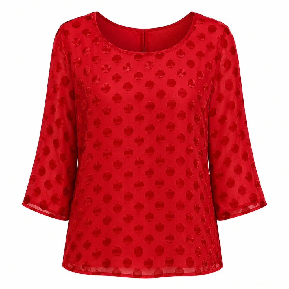 Talbots RSVP Holiday Blouse Women Size 3XP Festive Coquette Polka Dot Velvet